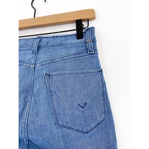 Hudson Holly Straight Leg 2 Tone Raw Hem High Rise Crop Jeans Grommet Gunge 25 - Picture 10 of 10
